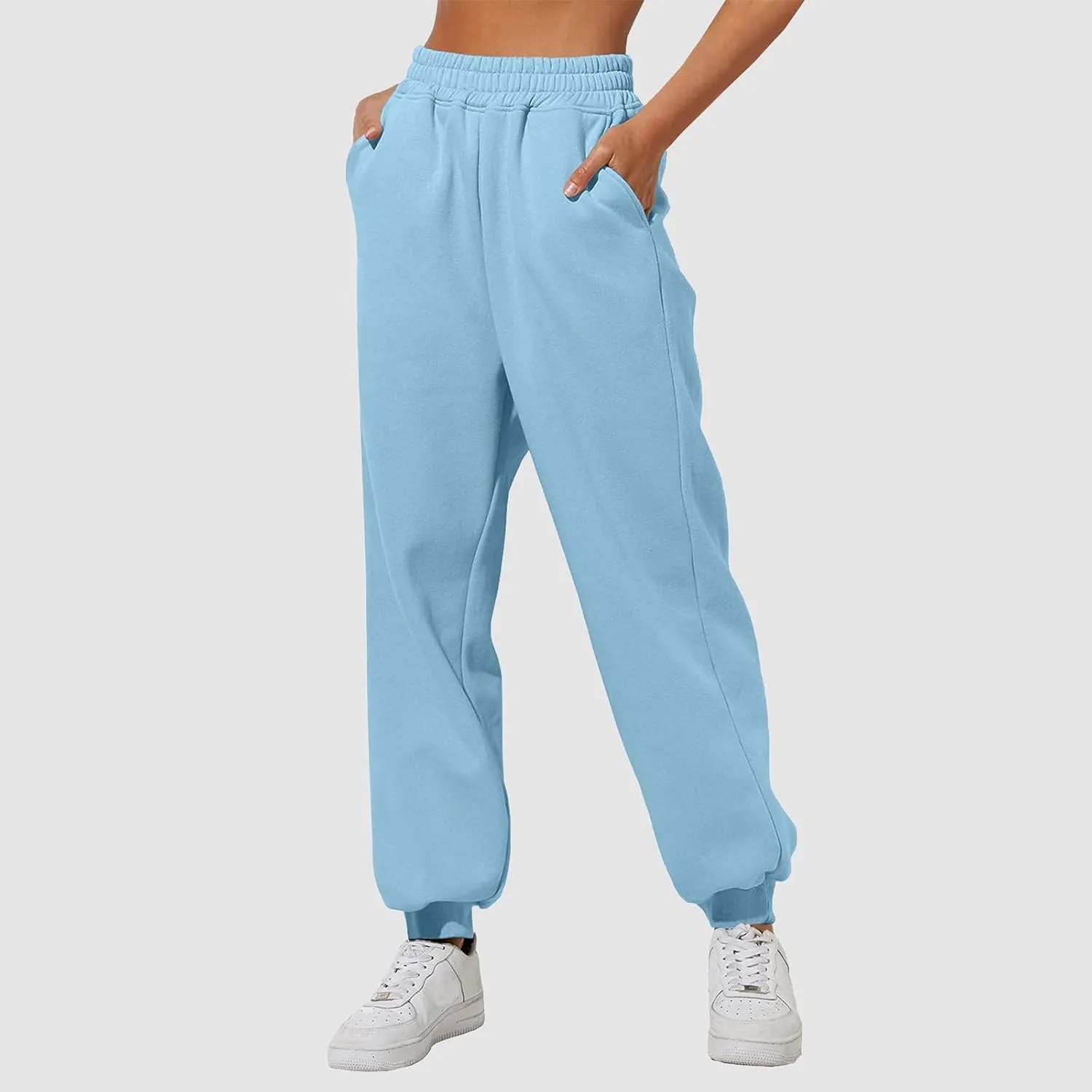 Womens High Waisted Sweatpants Workout Active Cinch Bottom Joggers Pants Mid Rise Baggy Athletic Trousers with Pocket