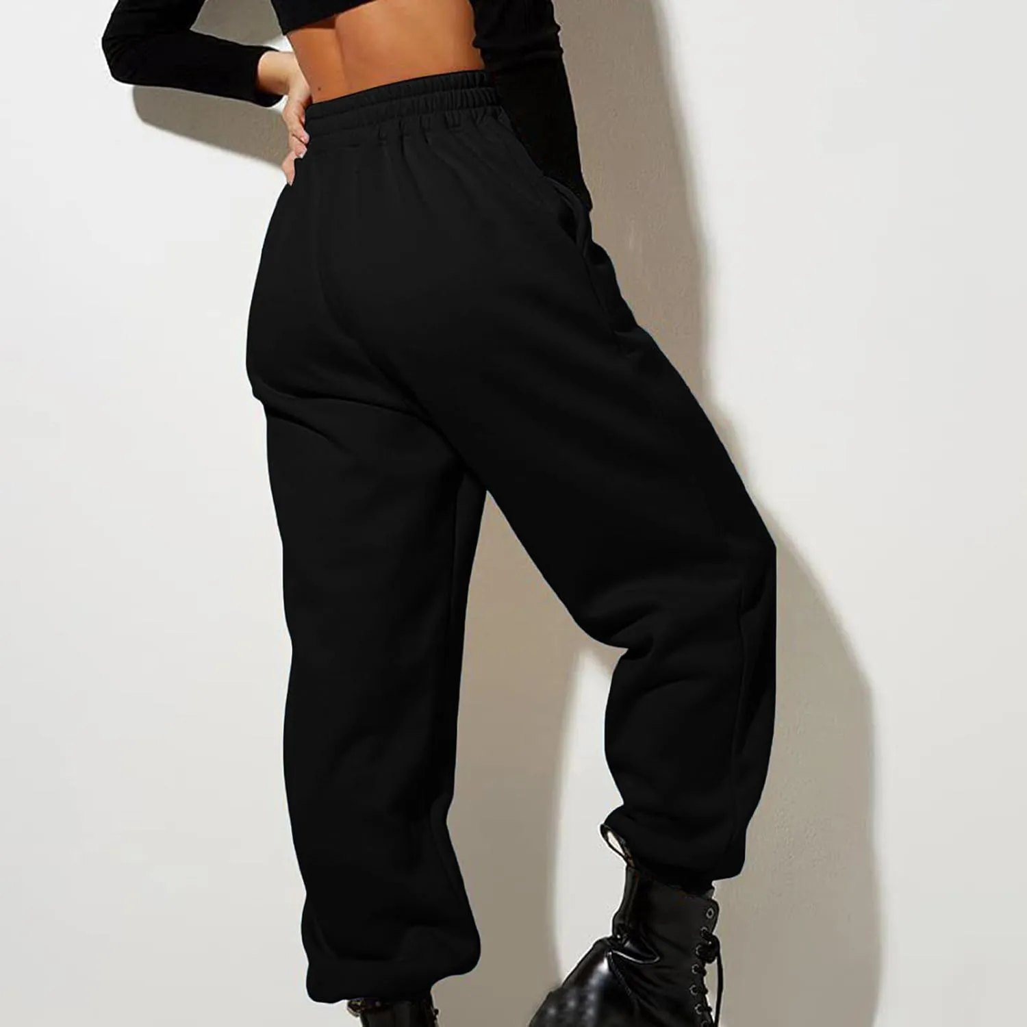 Womens High Waisted Sweatpants Workout Active Cinch Bottom Joggers Pants Mid Rise Baggy Athletic Trousers with Pocket