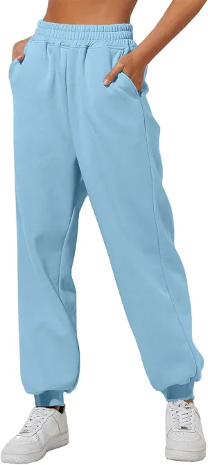 Womens High Waisted Sweatpants Workout Active Cinch Bottom Joggers Pants Mid Rise Baggy Athletic Trousers with Pocket