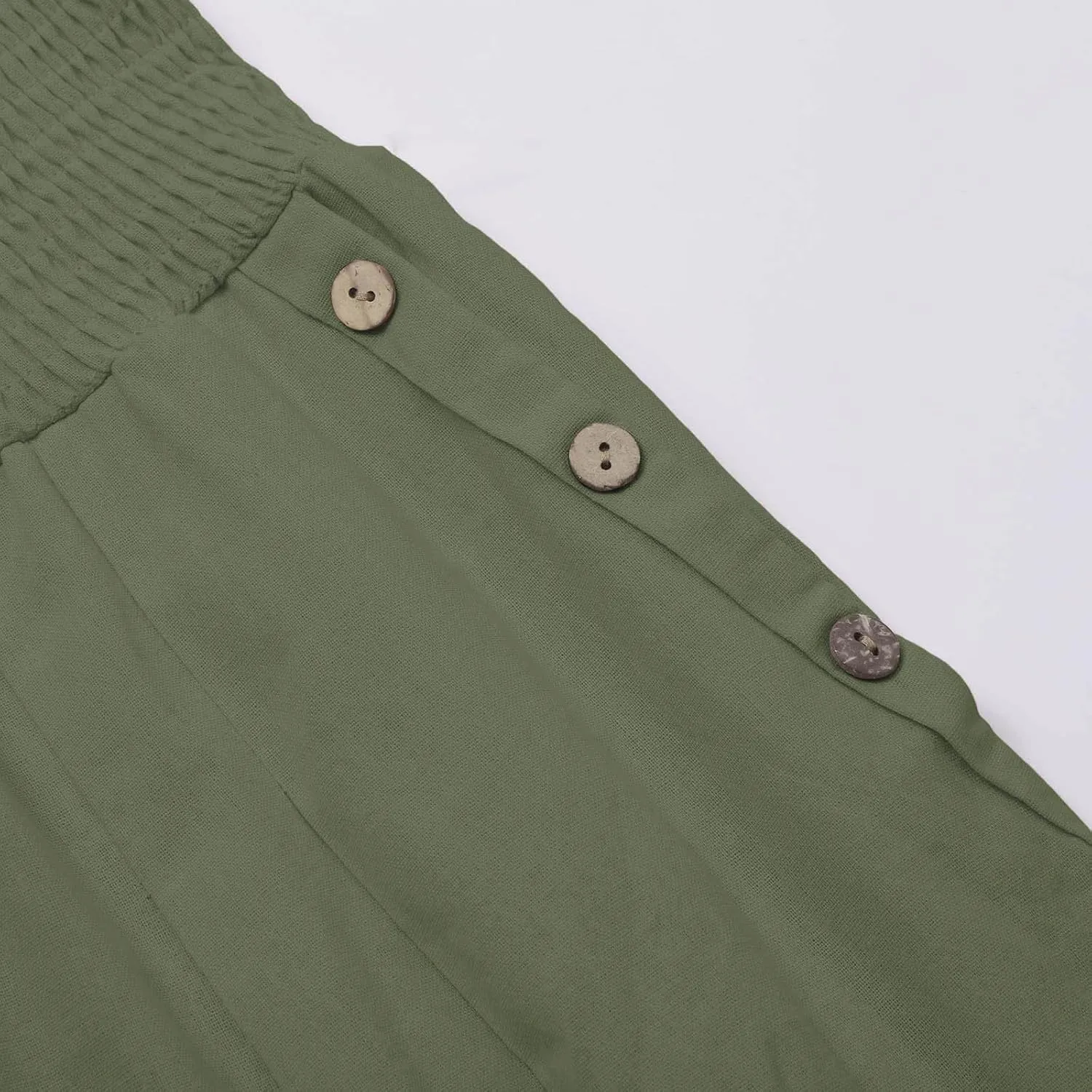 Women's Linen Blend Summer Boho Pants Elastic Waist Lounge Pants Loose Fit Pant Trousers Vacation