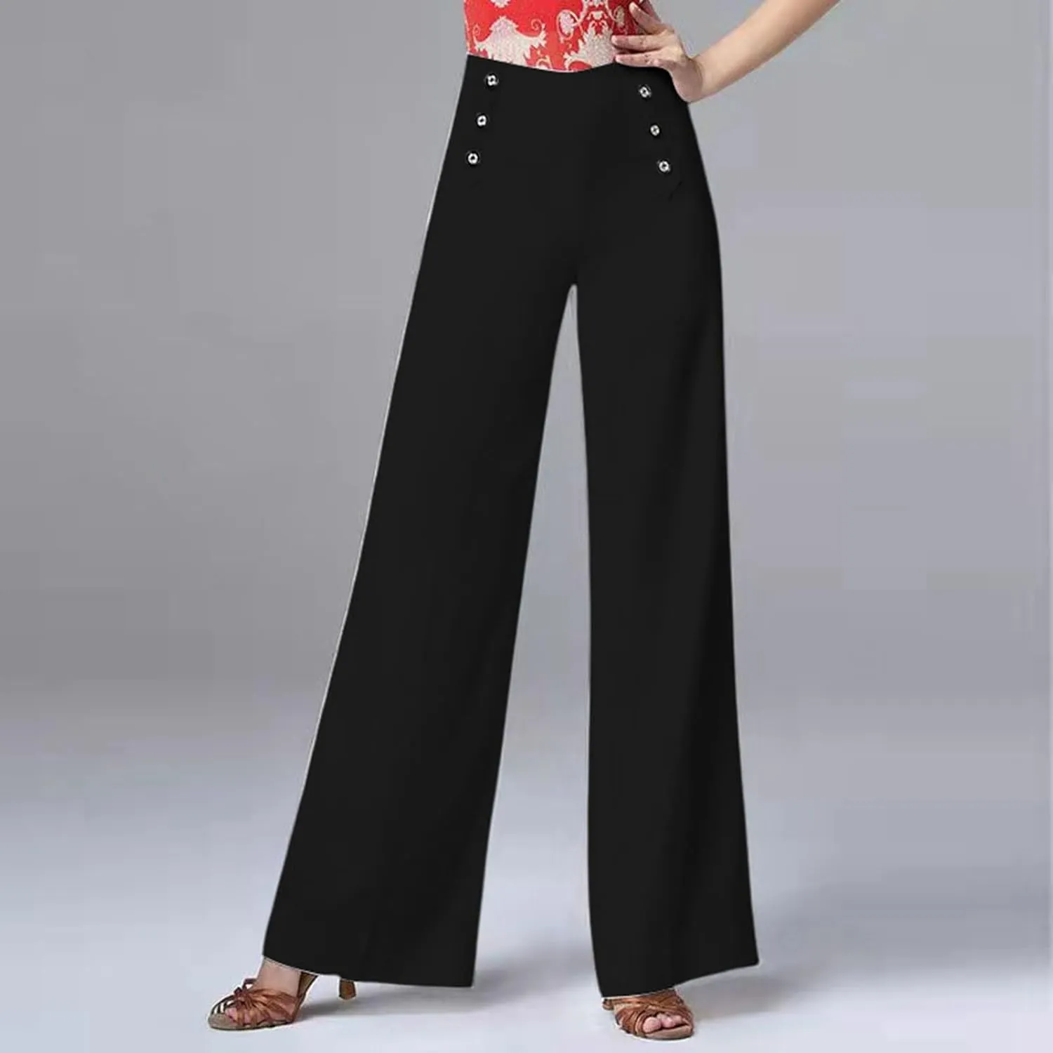 Womens Linen Blend Summer Letter Patched Pants Low Waist Wide Leg Slim Fit Trousers Office