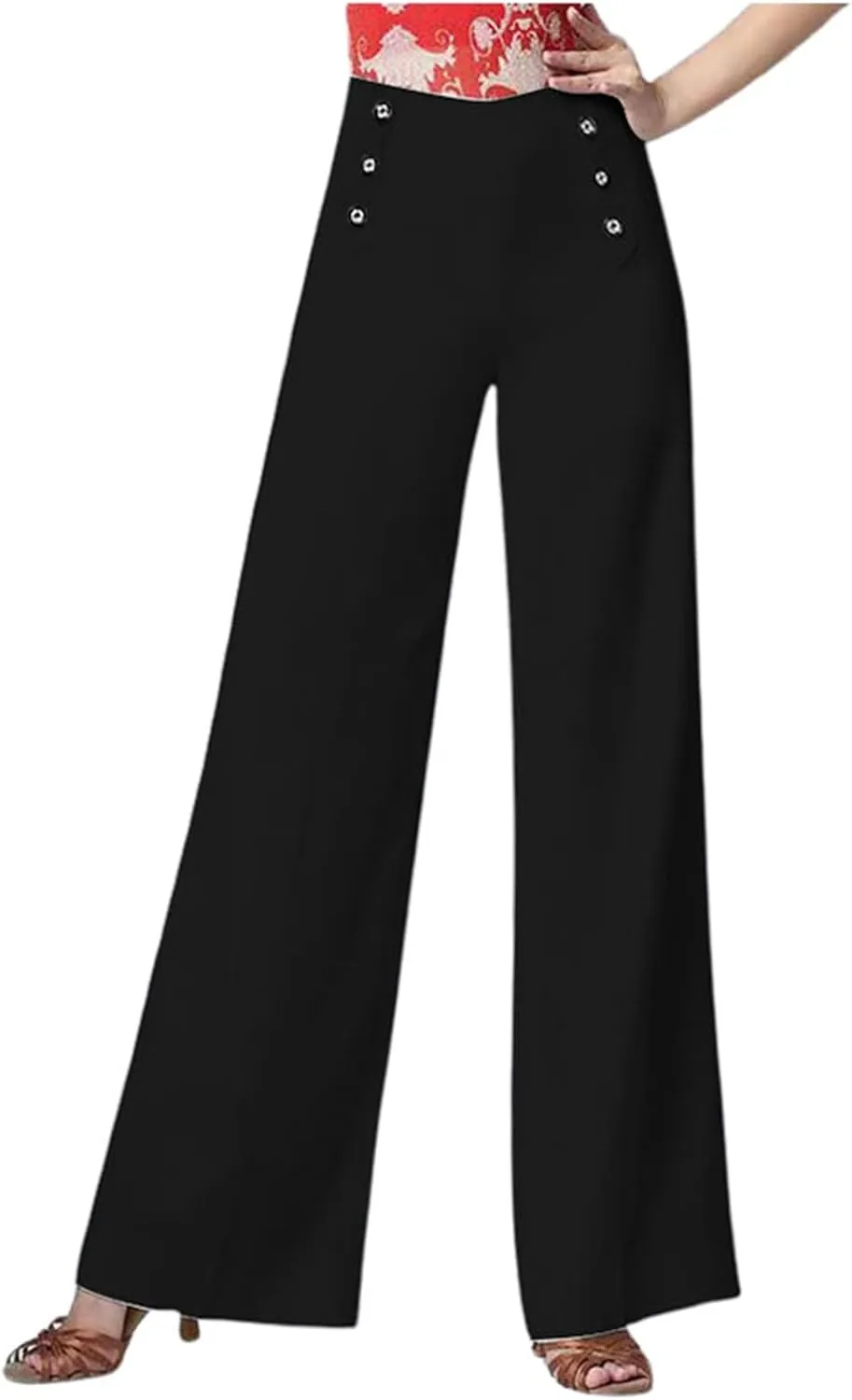 Womens Linen Blend Summer Letter Patched Pants Low Waist Wide Leg Slim Fit Trousers Office