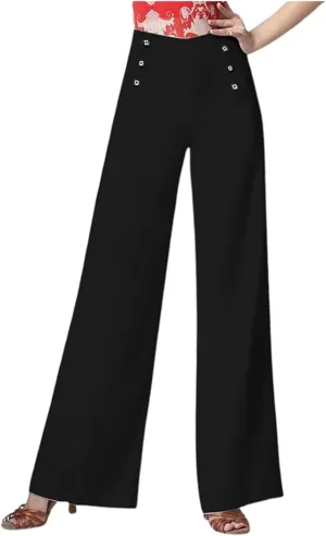 Womens Linen Blend Summer Letter Patched Pants Low Waist Wide Leg Slim Fit Trousers Office