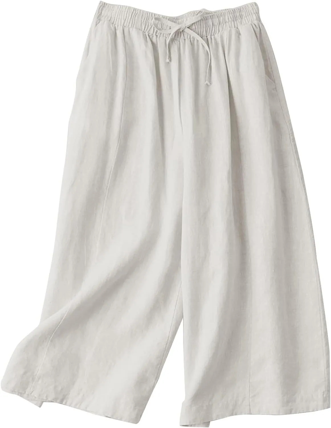 Womens Linen Pants Waist Drawstring Straight Leg Trousers 2025 Summer Loose Fit Comfy Cool Hiking Pants with Pockets