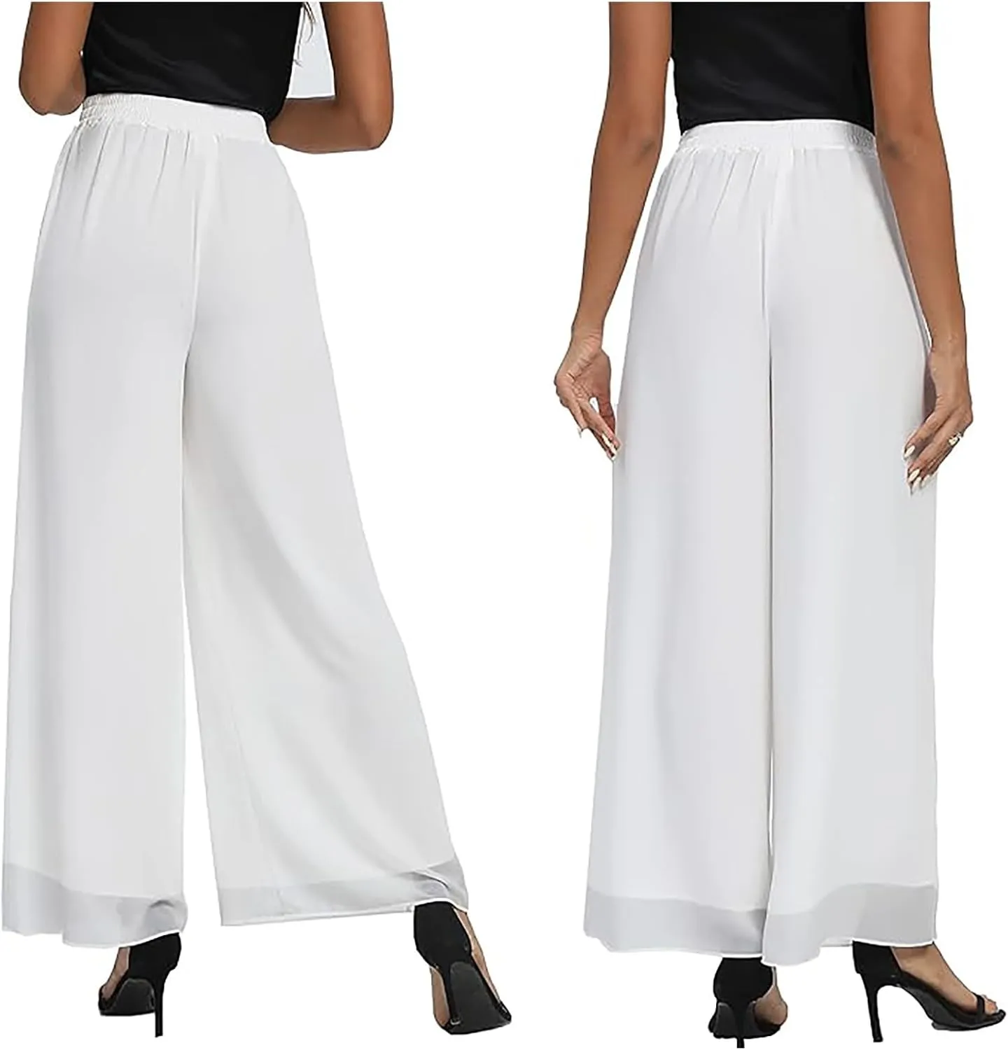 Women's Linen Summer Boho Pant Trousers Elastic Waisted Bootcut Slim Fit Pant Trousers Work Business