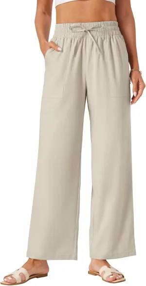 Womens Palazzo Pants Wide Leg High Waist Flowy 2025 Causal Summer Beach Loose Comfy Boho Pants with Pockets