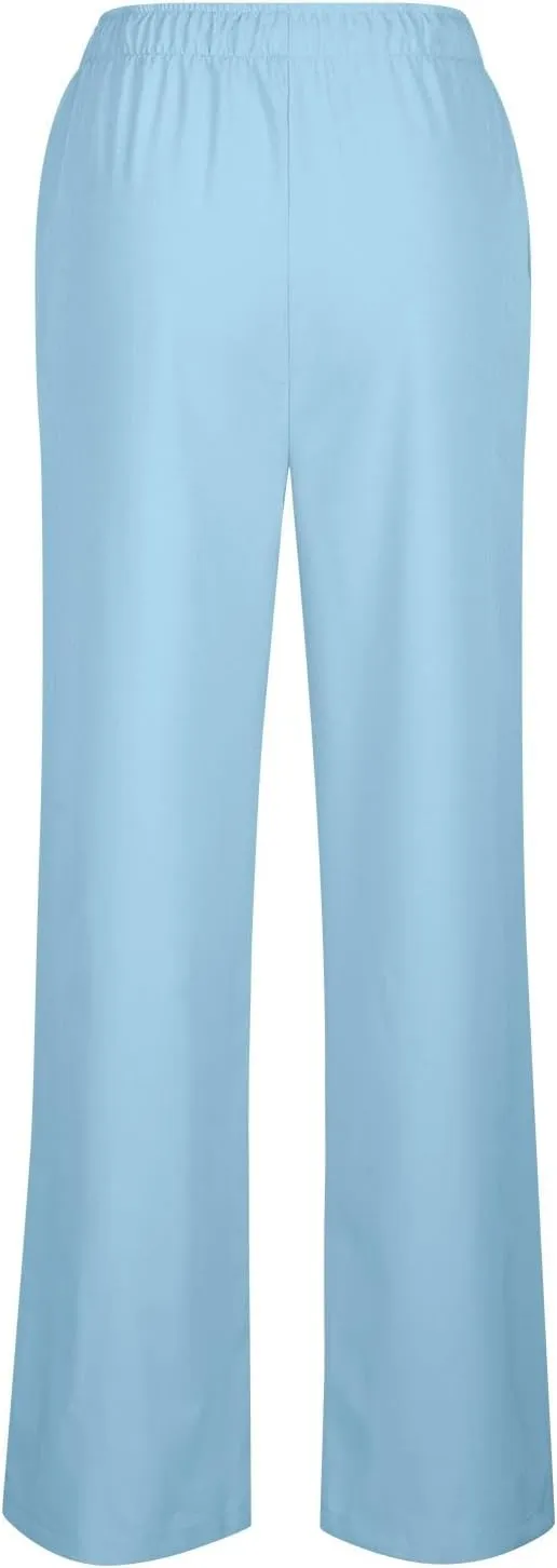Women's Pants, High Waisted Wide Leg Cotton Linen Pants Straight Sweatpants Lounge