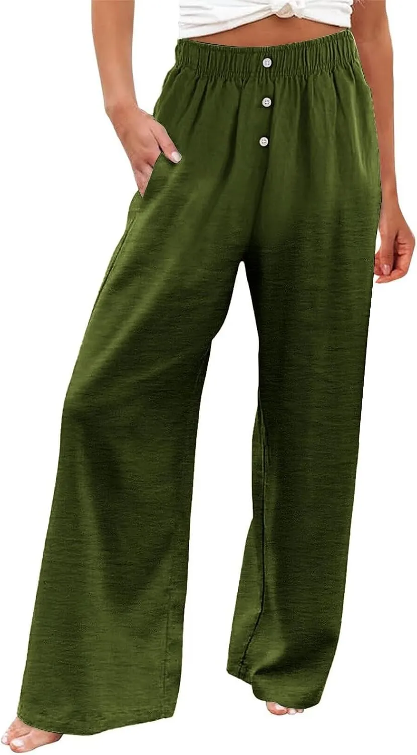 Women's Pants, Straight Leg High Waisted Wide Pants Summer Lightweight Sweatpants Baggy
