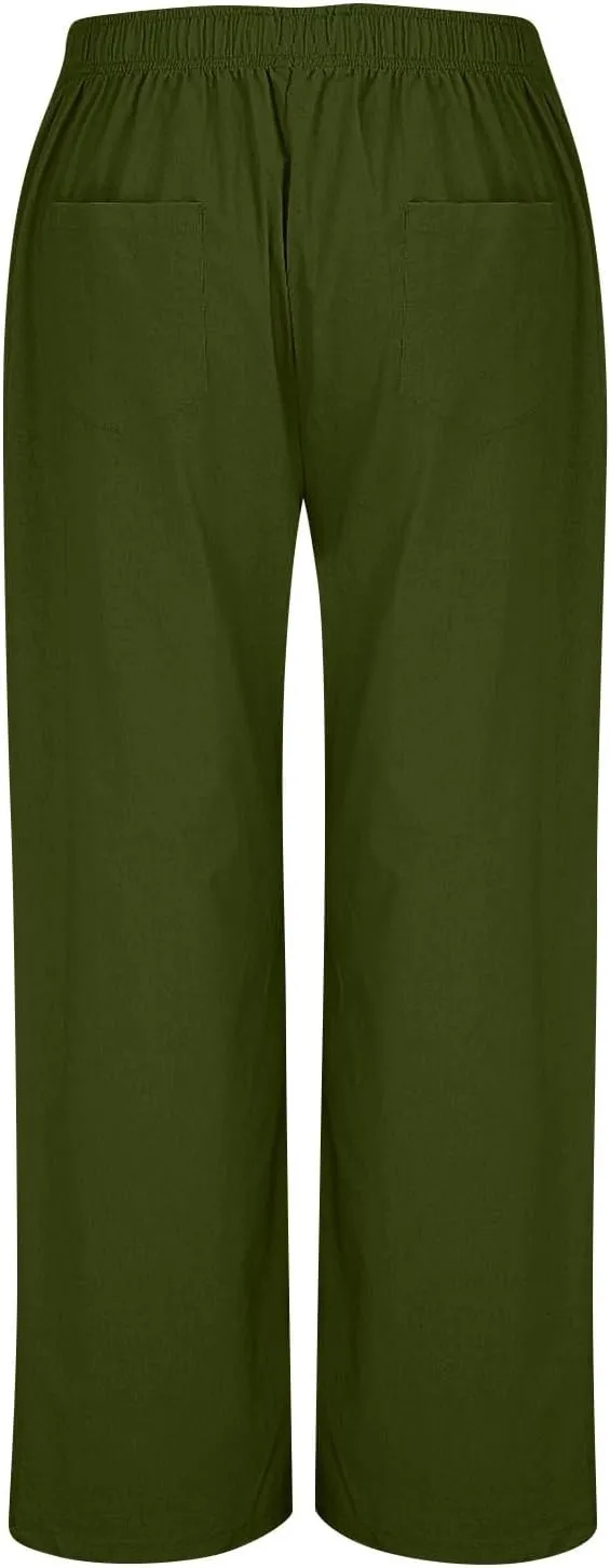 Women's Pants, Straight Leg High Waisted Wide Pants Summer Lightweight Sweatpants Baggy