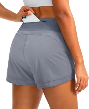 Women's Running Shorts High Waisted Quick-Dry 3 Inch Gym Workout Athletic Shorts for Women with Zipper Pocket
