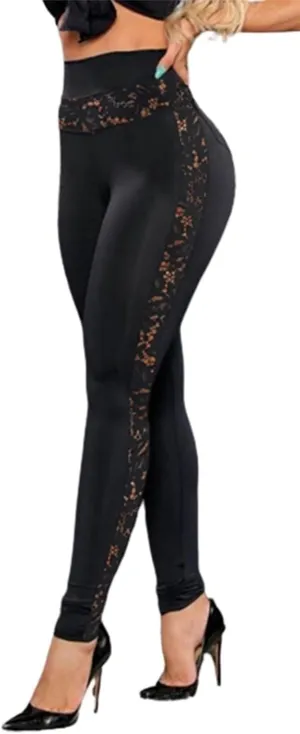 Women's Sexy Bodycon Lace Patchwork Leggings Casual High Waisted Lightweight Long Pants Clubwear