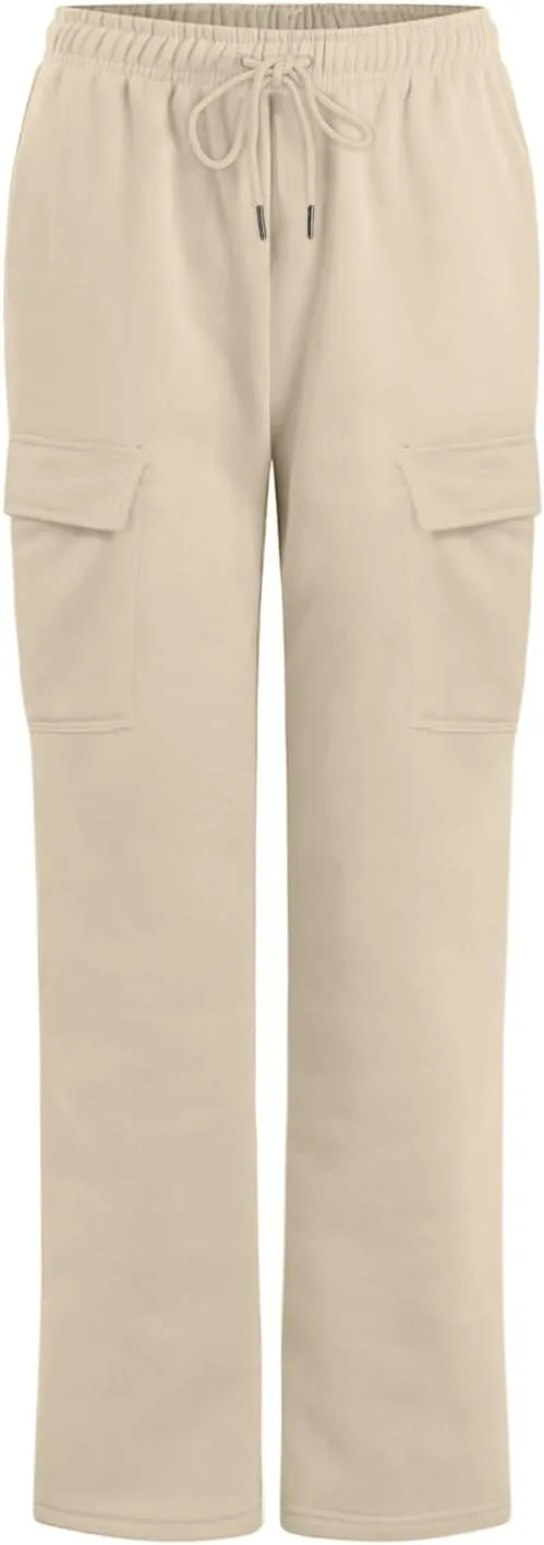 Womens Sweatpants Loose Casual Drawstring Sweat Pants Elastic Band Straight Leg Athletic Pants with Pockets
