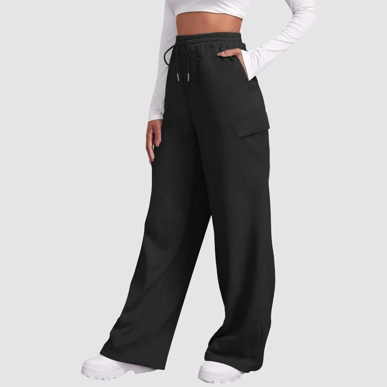 Womens Sweatpants Loose Casual Drawstring Sweat Pants Elastic Band Straight Leg Athletic Pants with Pockets