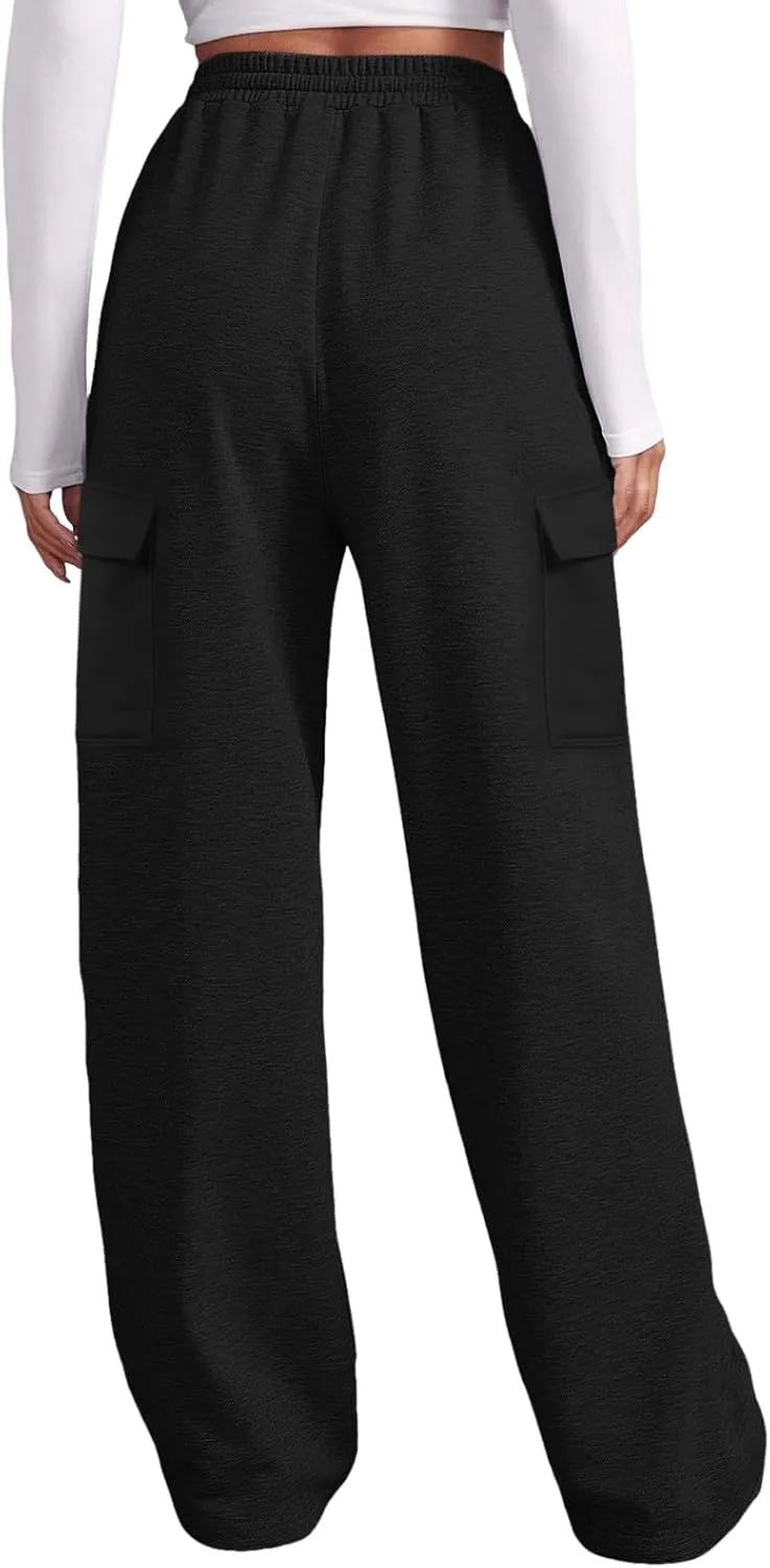 Womens Sweatpants Loose Casual Drawstring Sweat Pants Elastic Band Straight Leg Athletic Pants with Pockets
