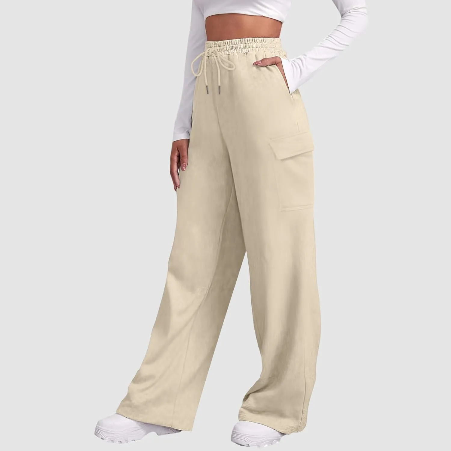 Womens Sweatpants Loose Casual Drawstring Sweat Pants Elastic Band Straight Leg Athletic Pants with Pockets