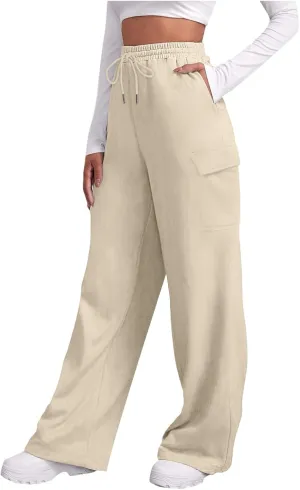 Womens Sweatpants Loose Casual Drawstring Sweat Pants Elastic Band Straight Leg Athletic Pants with Pockets