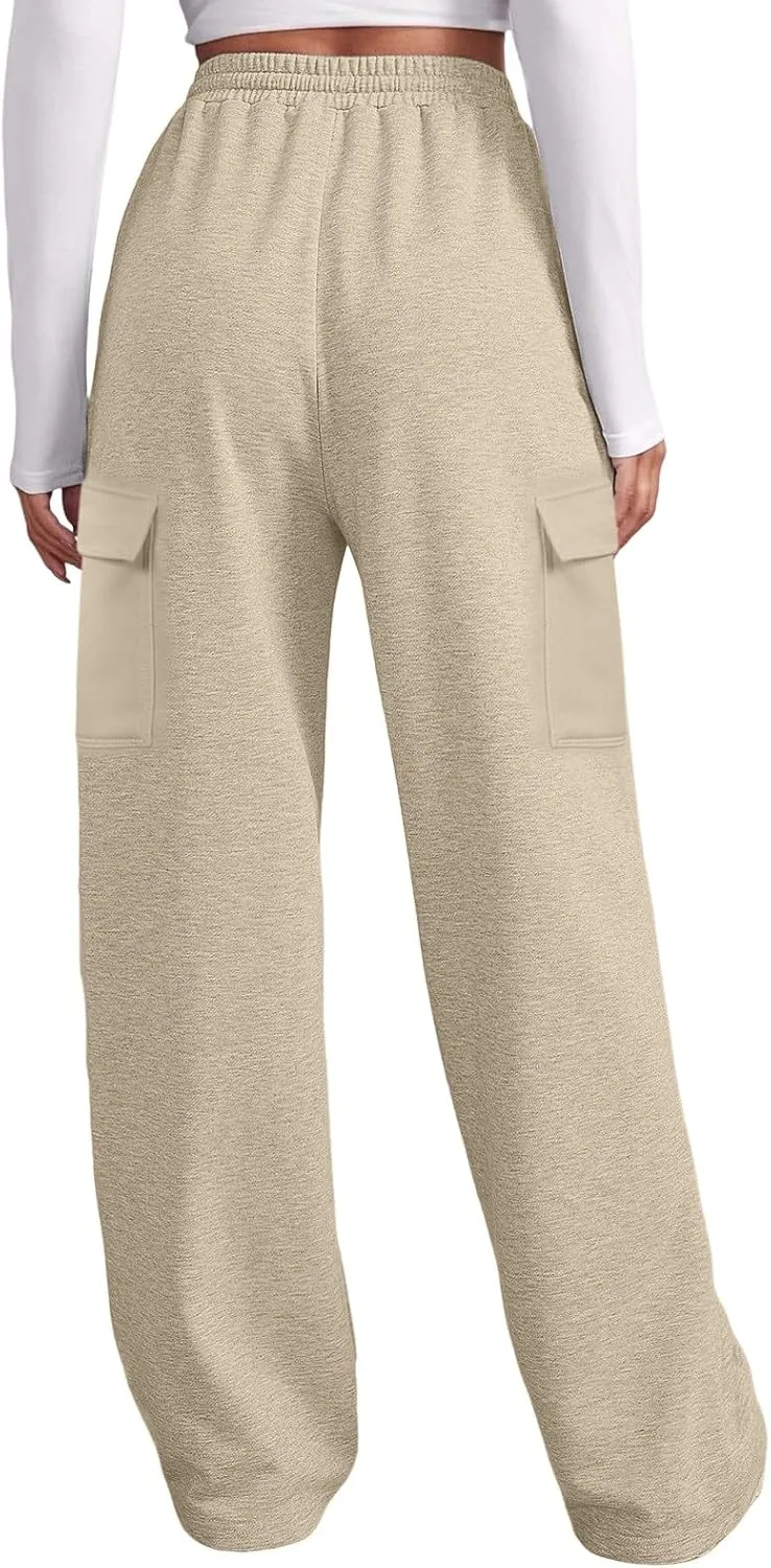 Womens Sweatpants Loose Casual Drawstring Sweat Pants Elastic Band Straight Leg Athletic Pants with Pockets