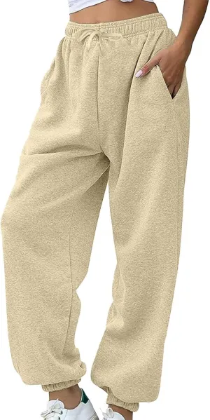 Womens Sweatpants Wide Leg Baggy Athletic Joggers with Pockets High Waisted Drawstring Workout Sweat Pants for Women