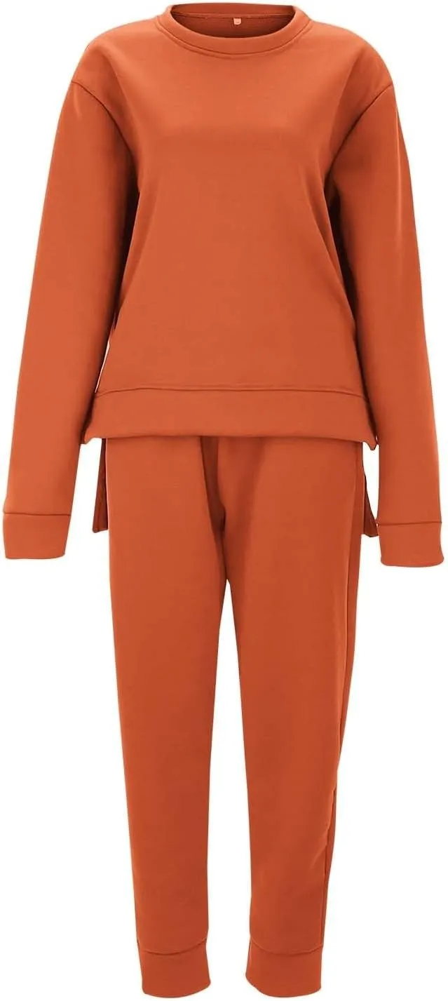 Womens Two Piece Lounge Sets Long Sleeve V Neck Fall Trendy Sweatsuit Long Sleeve Shirts Yoga Pants Sweatsuits