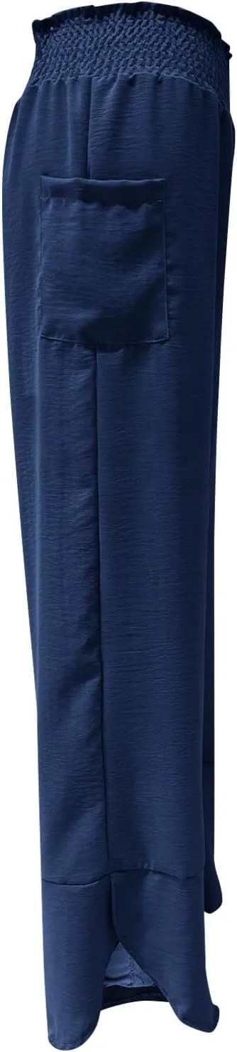 Women's Wide Leg Palazzo Capri Pants Summer Casual Loose High Waisted Lounge Capris Flowy Cropped Beach Work Trousers