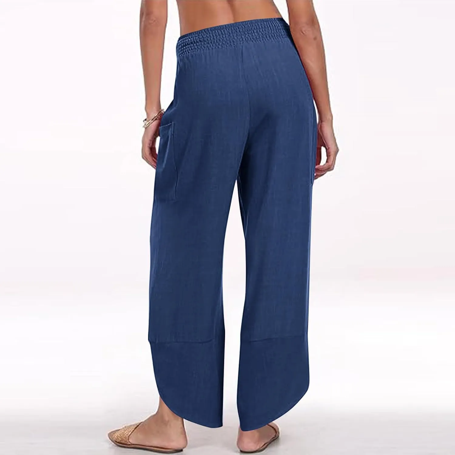 Women's Wide Leg Palazzo Capri Pants Summer Casual Loose High Waisted Lounge Capris Flowy Cropped Beach Work Trousers
