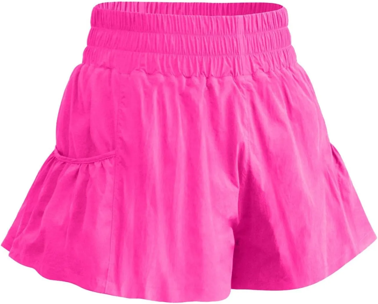 Women's Workout Skirt Ruffle Hem Athletic Running Skorts Elastic High Waisted Wide Leg Lightweight Gym Shorts with Pockets