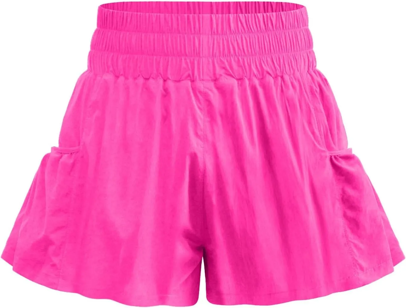 Women's Workout Skirt Ruffle Hem Athletic Running Skorts Elastic High Waisted Wide Leg Lightweight Gym Shorts with Pockets