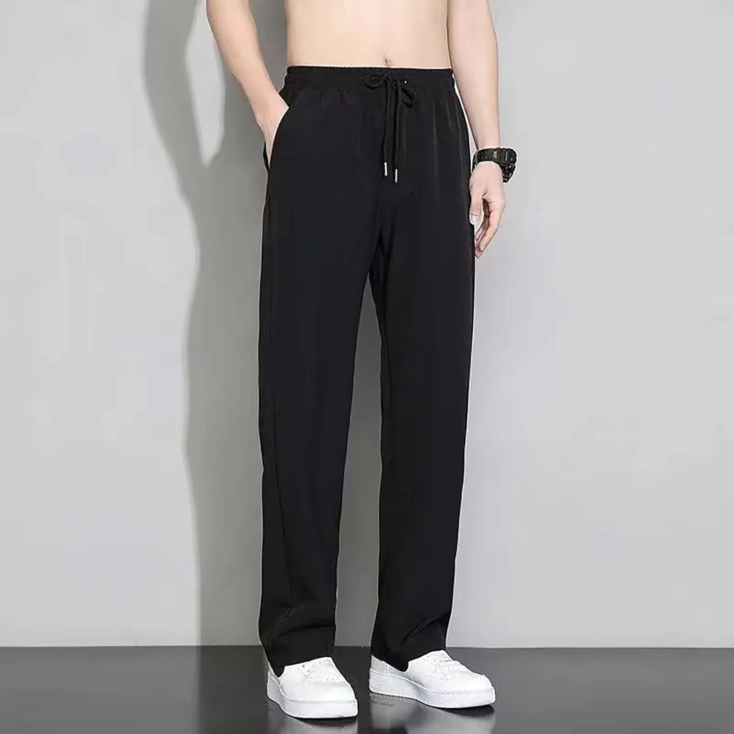 Work Pants for Men Slim Fit Stretch Ice Silk Joggers Unisex Stretch Quick Drying Pants Silm Breathable Sports Pants