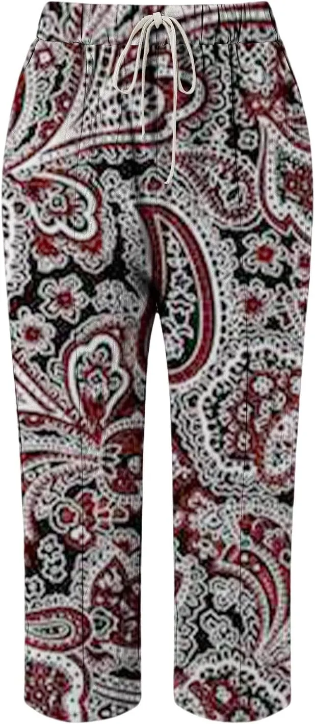 Workout Sets for Women Casual Drawstring Pants Summer Drawstring Waist Wide Leg Pants Leggings with Pockets for