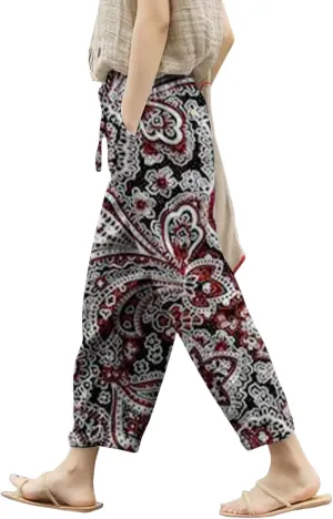 Workout Sets for Women Casual Drawstring Pants Summer Drawstring Waist Wide Leg Pants Leggings with Pockets for