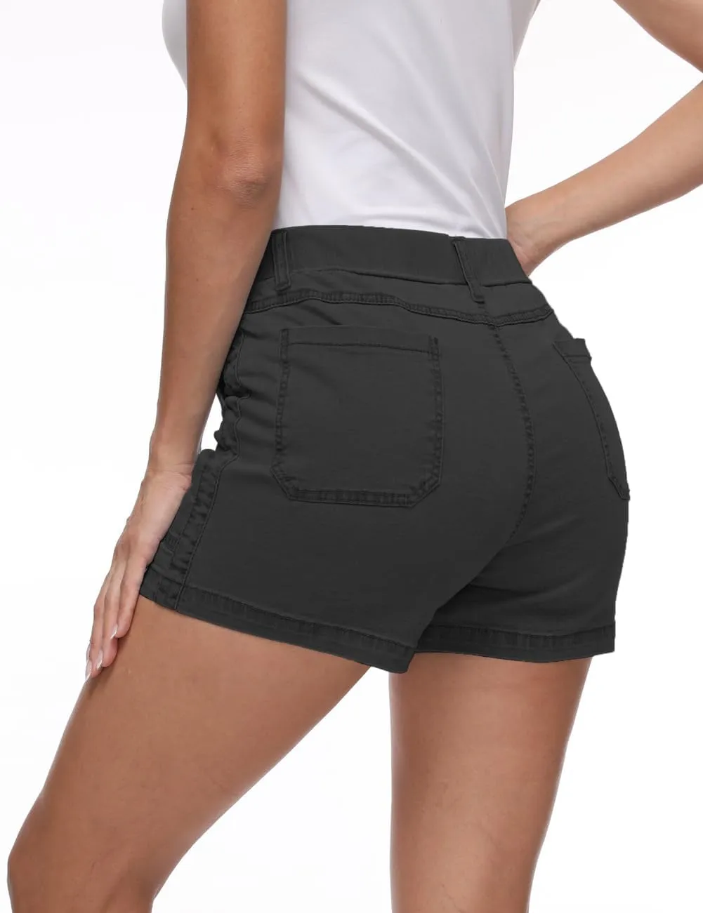 YOCUR Womens Lightweight Denim Shorts Casual Baggy Beach Outdoor Short Pants Elastic Waist High Waisted Pocket Workout Shorts