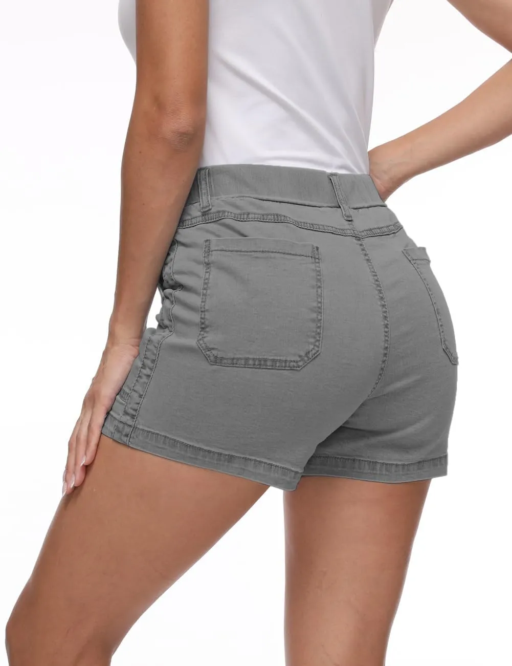 YOCUR Womens Lightweight Denim Shorts Casual Baggy Beach Outdoor Short Pants Elastic Waist High Waisted Pocket Workout Shorts