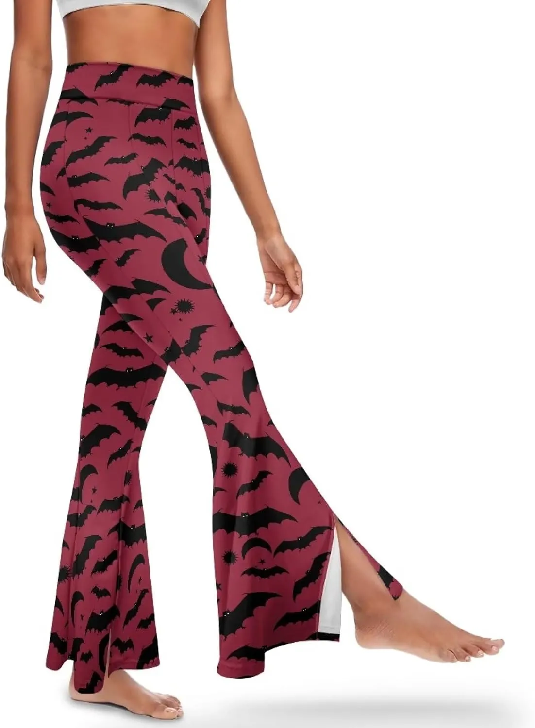 Yoga Pants Women Flared Slit Leggings Tummy Control High Waist Bell Bottom Trousers Plus Size Workout Bootleg Pants