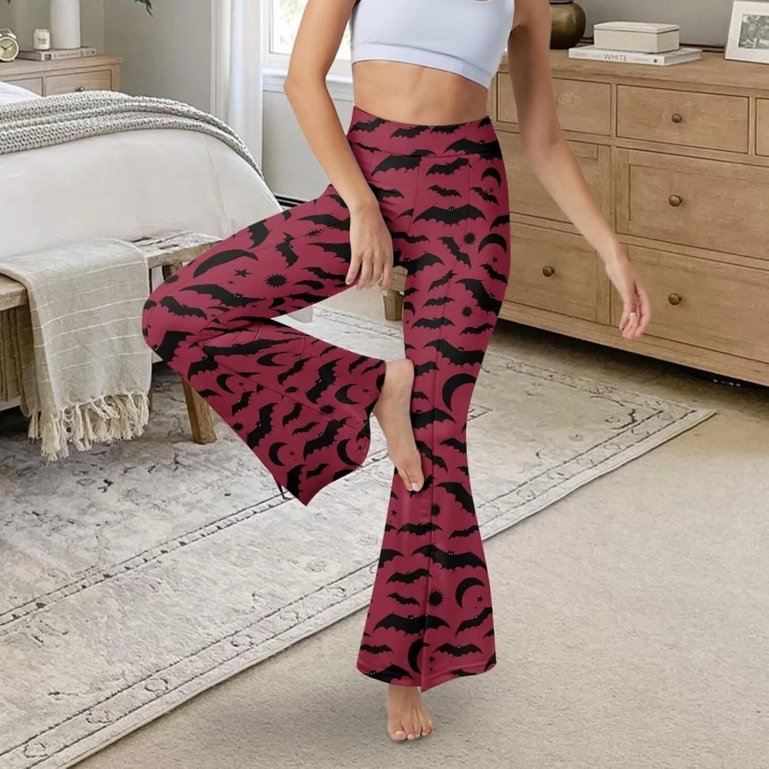 Yoga Pants Women Flared Slit Leggings Tummy Control High Waist Bell Bottom Trousers Plus Size Workout Bootleg Pants
