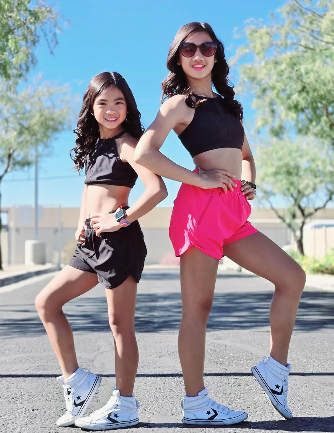Zaclotre Girls Athletic Shorts with Zipper Pockets 2 in 1 Kid Workout Running Volleyball Soccer Shorts with Liner