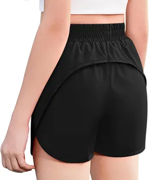 Zaclotre Girls Athletic Shorts with Zipper Pockets 2 in 1 Kid Workout Running Volleyball Soccer Shorts with Liner