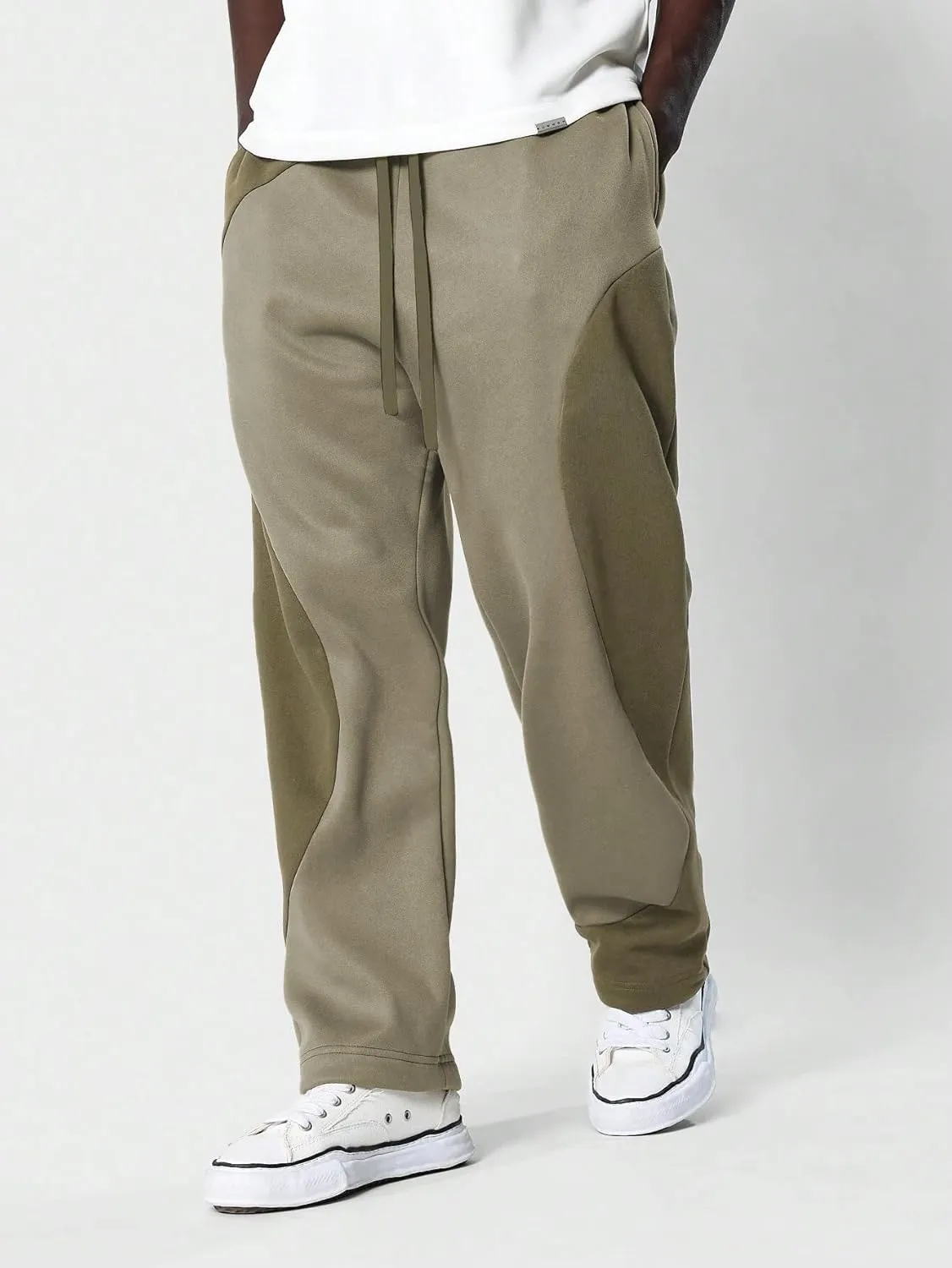 ZAFUL Men's Baggy Sweatpants Color Block Irregular Patchwork Drawstring Sweatpants Casual Wide Leg Lounge Pants