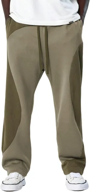 ZAFUL Men's Baggy Sweatpants Color Block Irregular Patchwork Drawstring Sweatpants Casual Wide Leg Lounge Pants