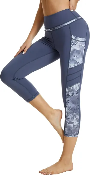 Zinmore Women's Capri Yoga Pants Exercise Running Workout Leggings with Pockets