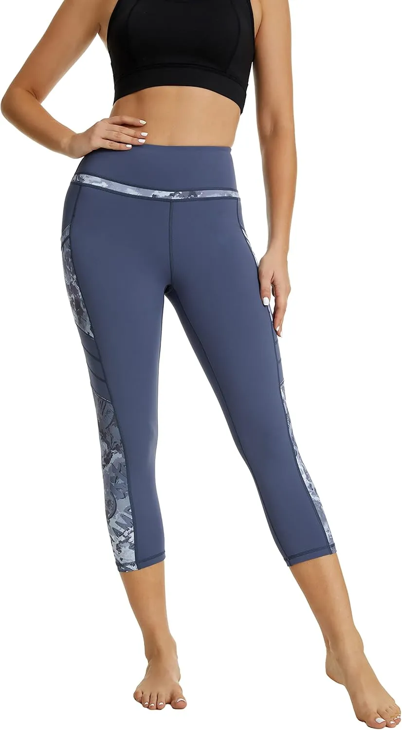 Zinmore Women's Capri Yoga Pants Exercise Running Workout Leggings with Pockets