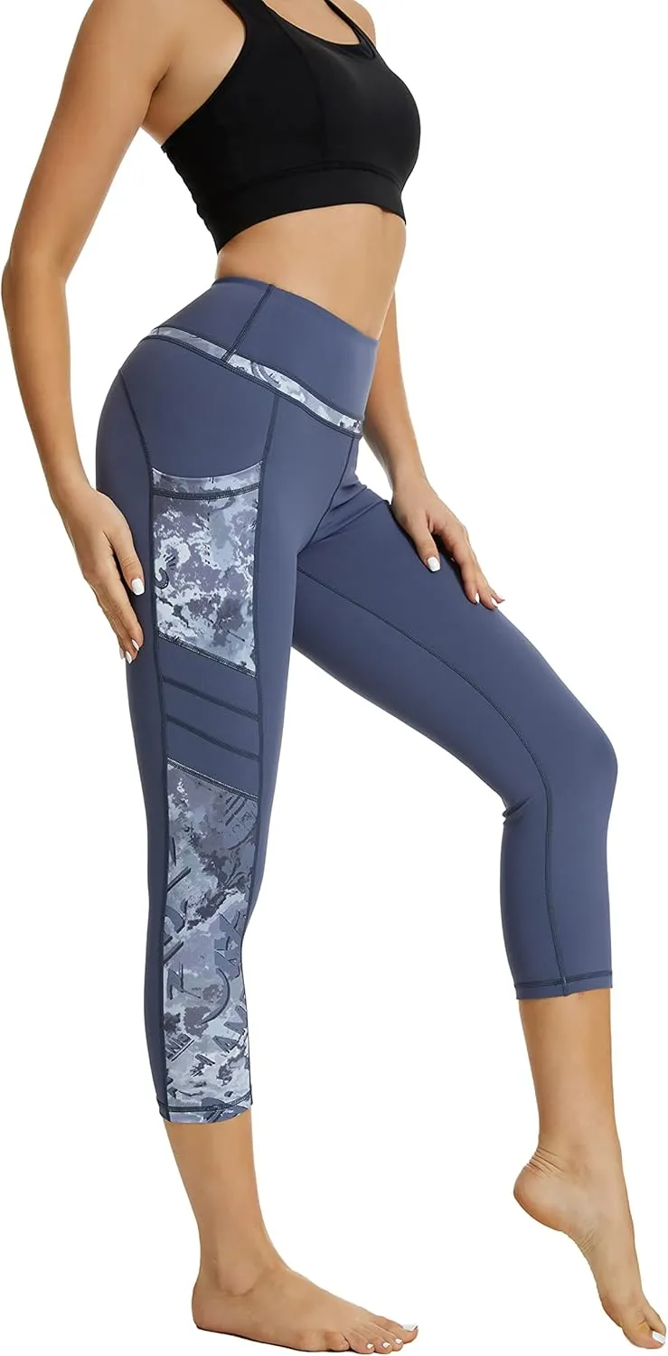 Zinmore Women's Capri Yoga Pants Exercise Running Workout Leggings with Pockets