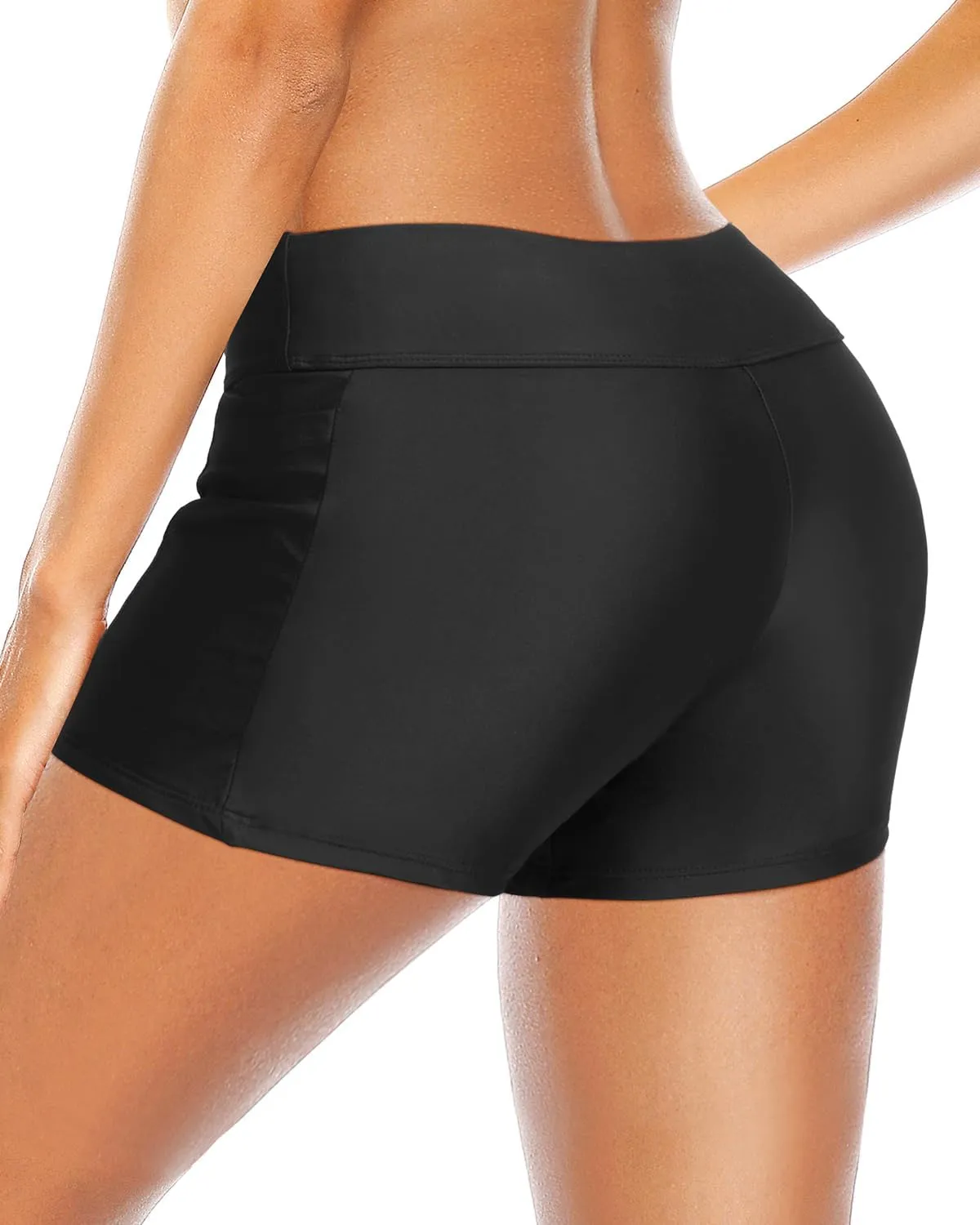 Zmart Women 3" Swim Shorts High Waisted Boy Short Swim Bathing Suit Bottoms Swimsuit Board Shorts UPF 50  with Pockets