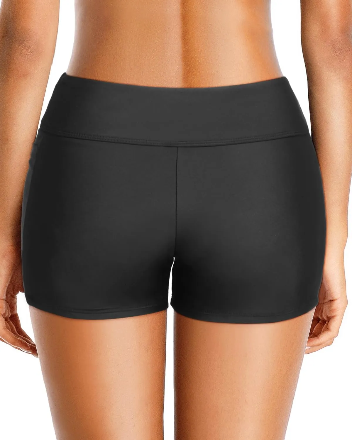 Zmart Women 3" Swim Shorts High Waisted Boy Short Swim Bathing Suit Bottoms Swimsuit Board Shorts UPF 50  with Pockets