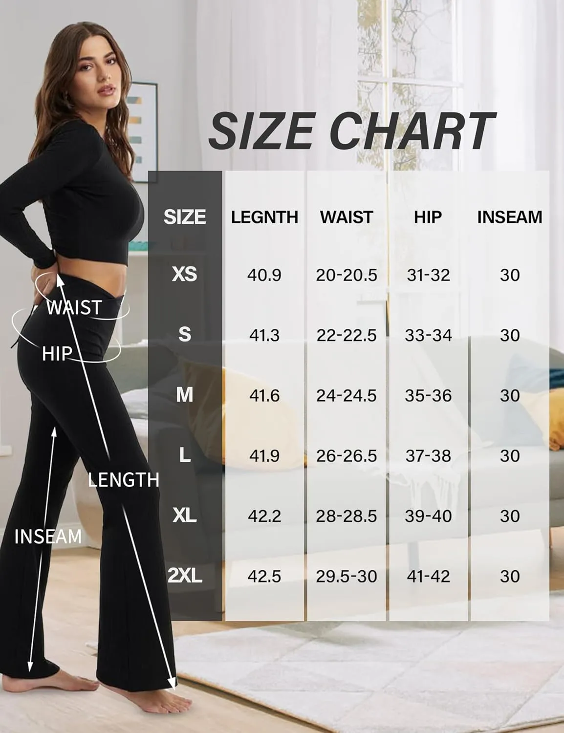 ZOOSIXX Black Flare Yoga Pants for Women, Crossover Soft Bootcut Leggings