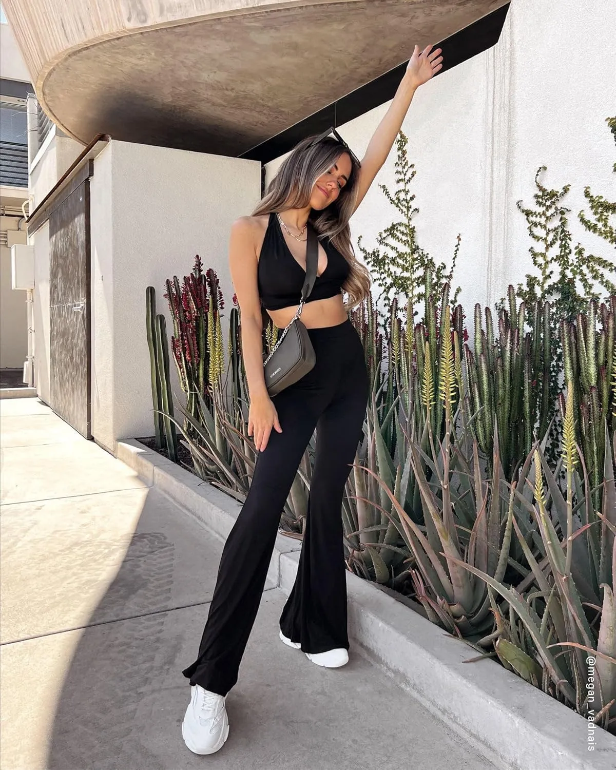ZOOSIXX Black Flare Yoga Pants for Women, Crossover Soft Bootcut Leggings