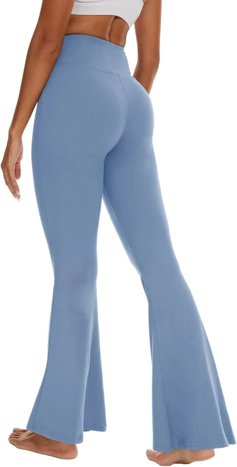 ZOOSIXX Black Flare Yoga Pants for Women, Crossover Soft Bootcut Leggings