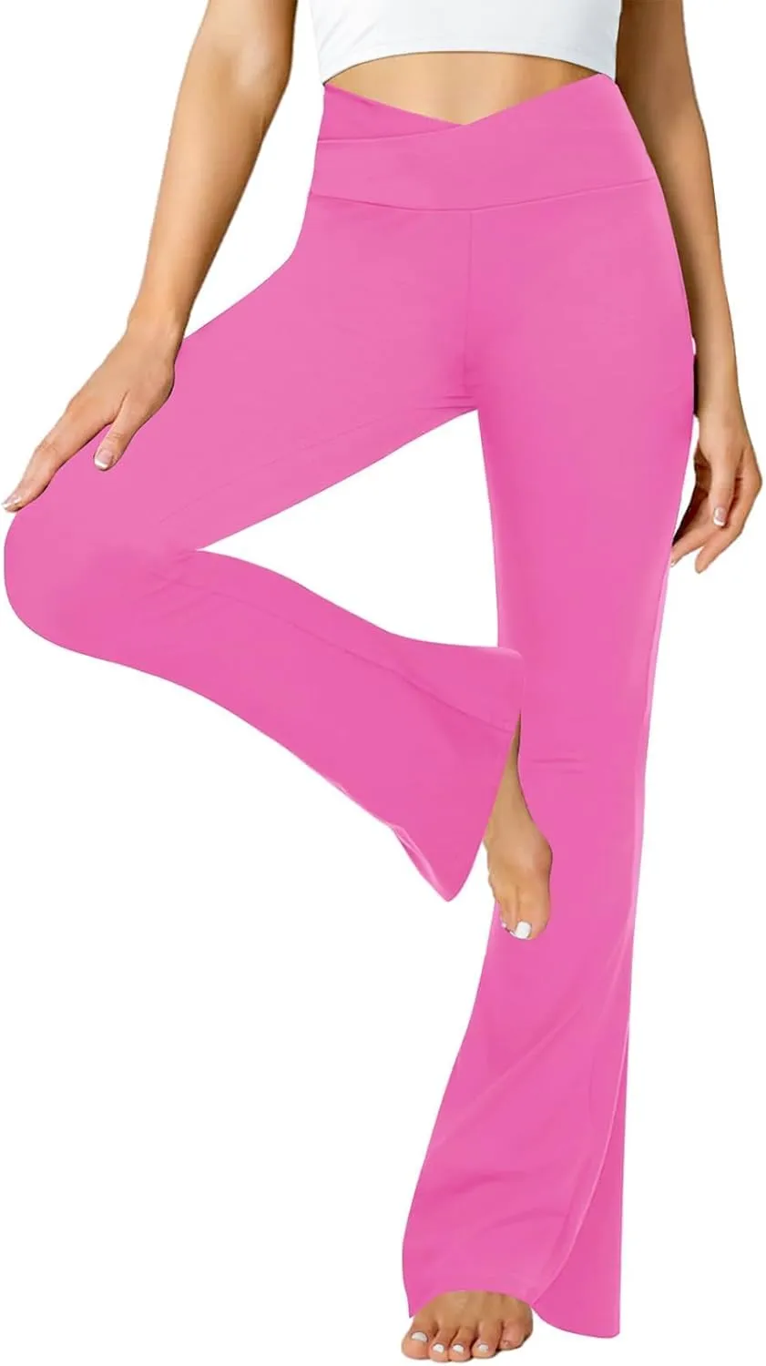 ZOOSIXX Black Flare Yoga Pants for Women, Crossover Soft Bootcut Leggings