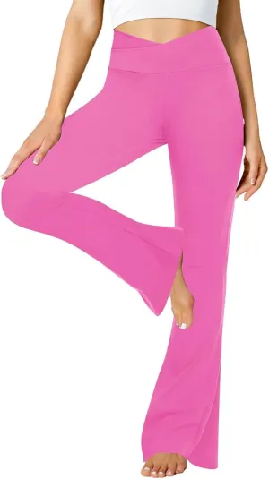 ZOOSIXX Black Flare Yoga Pants for Women, Crossover Soft Bootcut Leggings